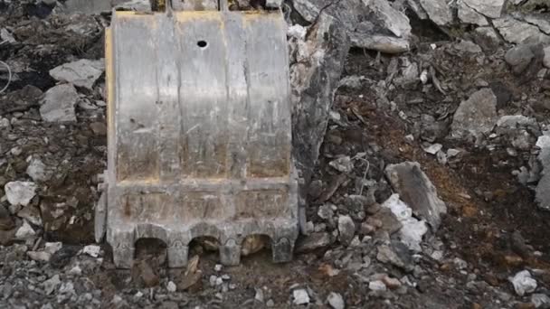 Crawler Excavator Hydraulic Jackhammer Breaking Concrete Highway Repairs Removal Old — Stock Video