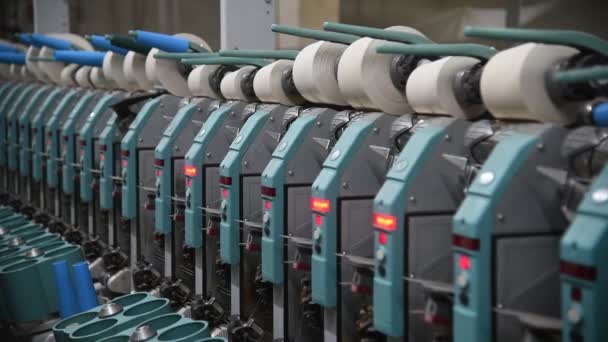 Línea Producción Tejido Industrial Tejer Telares Una Fábrica Textil — Vídeos de Stock