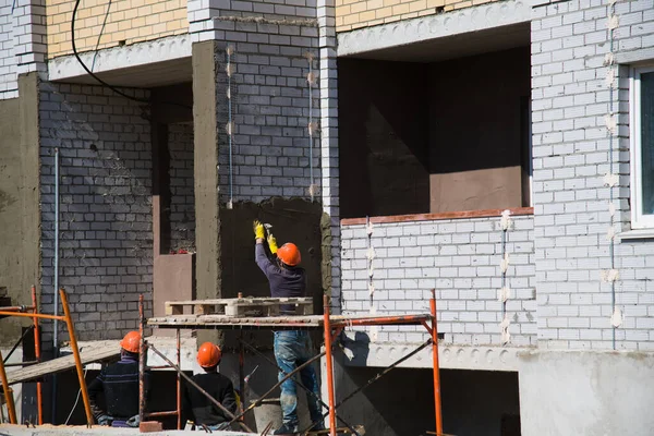 Meerverdiepingen Gebouw Bouw Van Een Woongebouw Met Meerdere Verdiepingen — Stockfoto