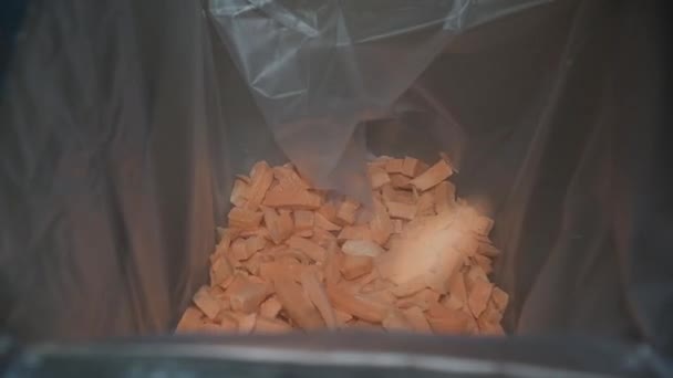 Морковь Чистят Моют Сушат Заморозят Дальнейшего Хранения Промышленная Линия Переработке — стоковое видео