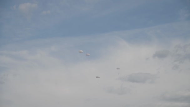 蓝天背景下的偏执狂 跳伞比赛 — 图库视频影像