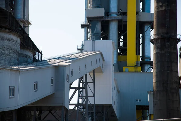 Plant Production Cement Building Mixes Factory Structures Pipes Blue Sky — Stock Photo, Image