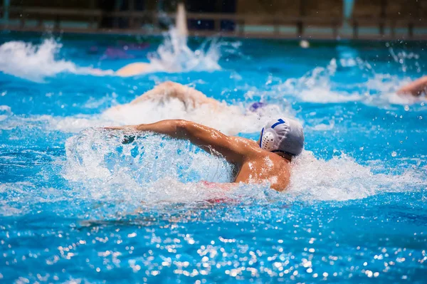 Waterpolo Actie Een Zwembad — Stockfoto