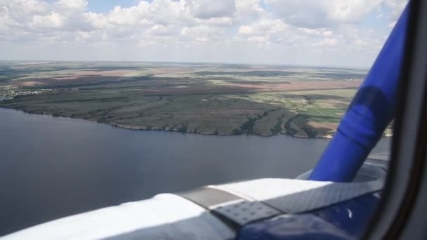 Vista Aérea Rio Vista Janela Helicóptero Voando Sobre Uma Bela — Vídeo de Stock