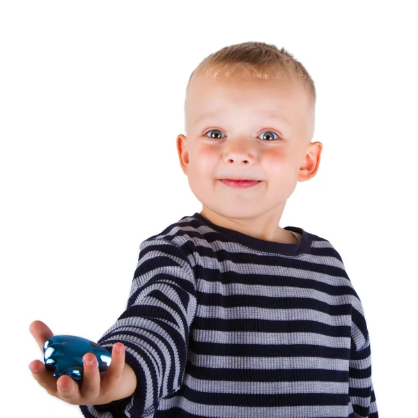 Dziecko z ozdób choinkowych — Zdjęcie stockowe