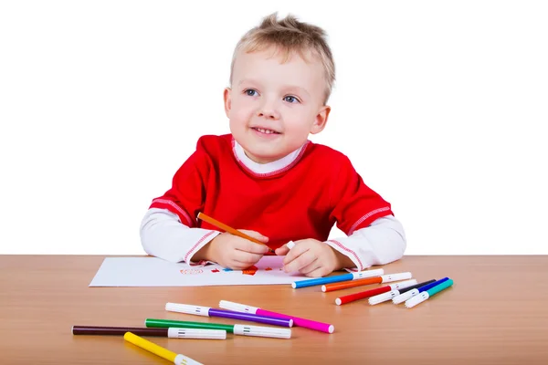 Small boy draws Stock Picture