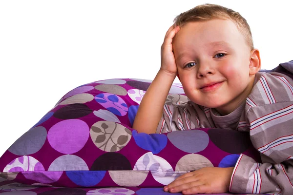 Boy in the bed — Stock Photo, Image