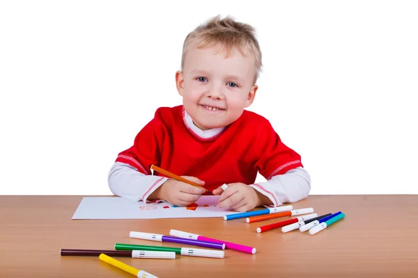 Small boy draws — Stock Photo, Image