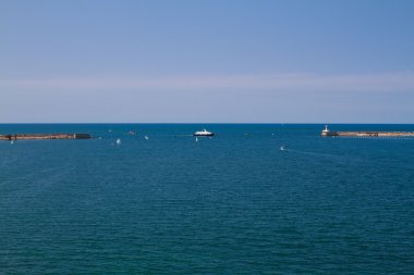 Deniz manzarası. Yelkenli gemi