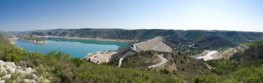 The panoramic view to the tous dam and hydroelectric power station. Valencia, Spain