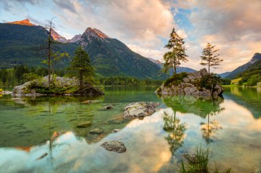 Lake and mountains at sunrise   clipart