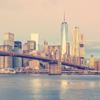New York City - Manhattan, vintage renkleri görünümünü gündoğumu