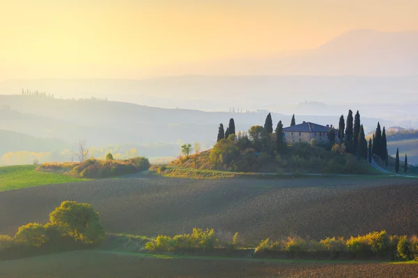 Typical Tuscany landscape at gentle sunrise light — Stock Photo, Image