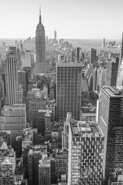 New York City, Manhattan downtown skyline, black and white clipart