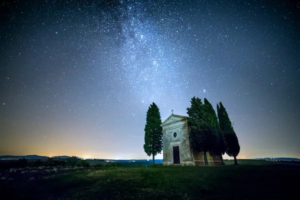 Real Night Landscape with Milky Way and Stars — Stock Photo, Image