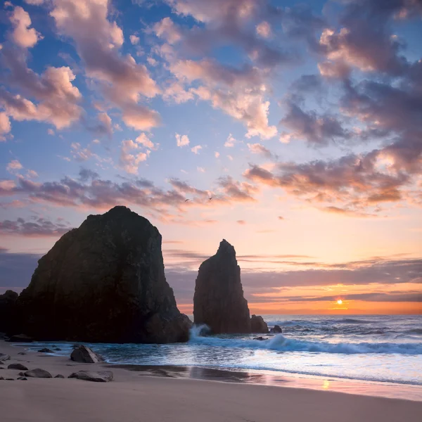 Ocean krajina při západu slunce romantický čas — Stock fotografie