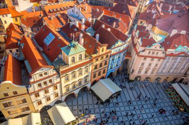 Aerial view of famous square in Prague city clipart