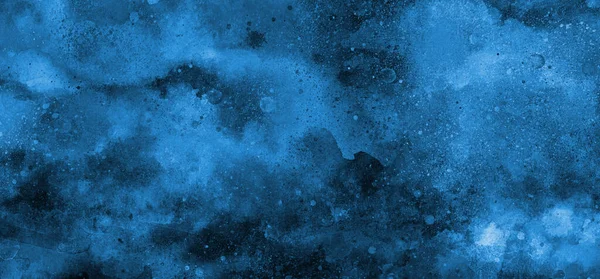Blå Grunnfargeramme Med Akvarellstruktur Plask Stor – stockfoto