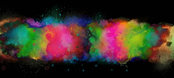 Neon Abstrato Artístico Aquarela Splash Fundo Banner Com Respingo Textura — Fotografia de Stock