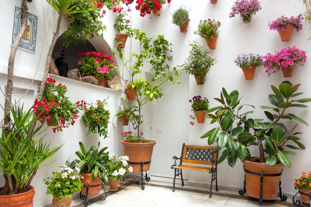 Spring Flowers Decoration of Old House, Cordoba, Spain, Europe