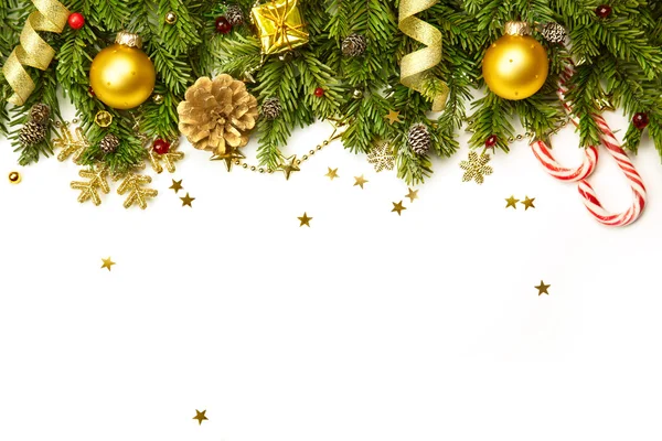 Beyaz arka plan-yatay izole Noel süsleri 