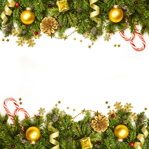 圣诞节装饰边框-白-鹤上孤立的背景 — 图库照片