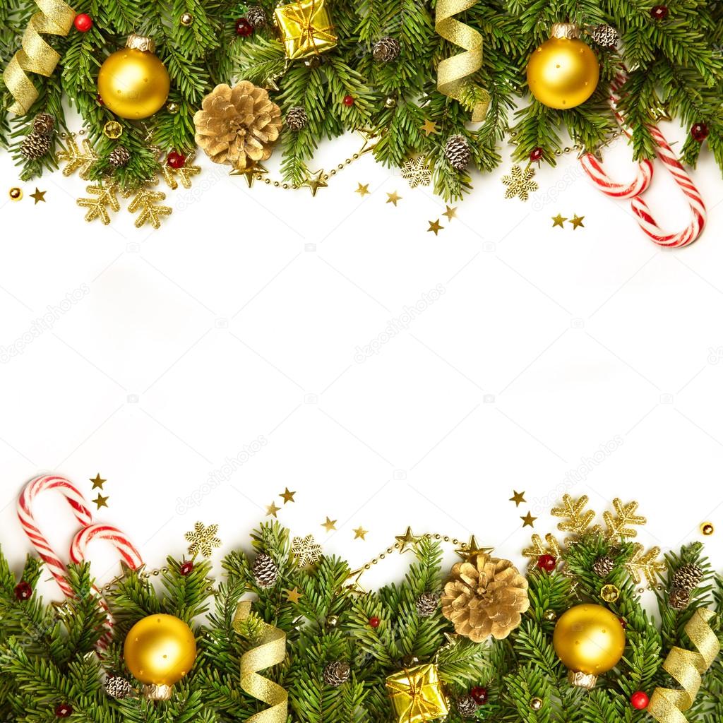 Christmas Decoration Border - background isolated on white - hor