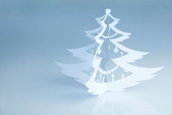 Bel arbre de Noël blanc fait à la main avec des décorations — Photo