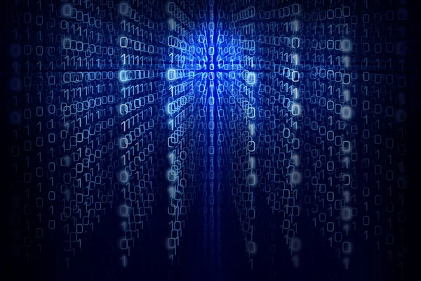 Binärer Computercode - blauer abstrakter Hintergrund — Stockfoto