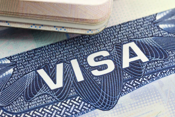 La Visa Americana en una página de pasaporte (USA) ) — Foto de Stock