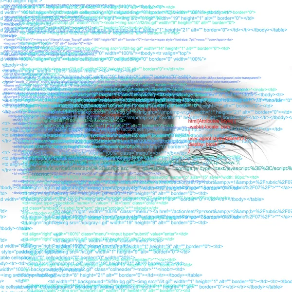 Web-Computercode mit abstraktem Hintergrund für menschliches Auge — Stockfoto