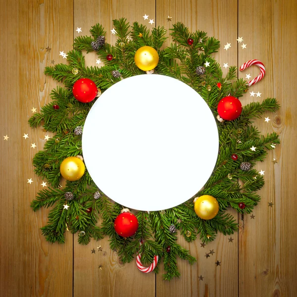 Рождественские украшения Круглая рамка, винтаж — стоковое фото