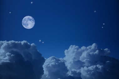 Fantastic view of  Night Sky, Stars  and the Moon clipart