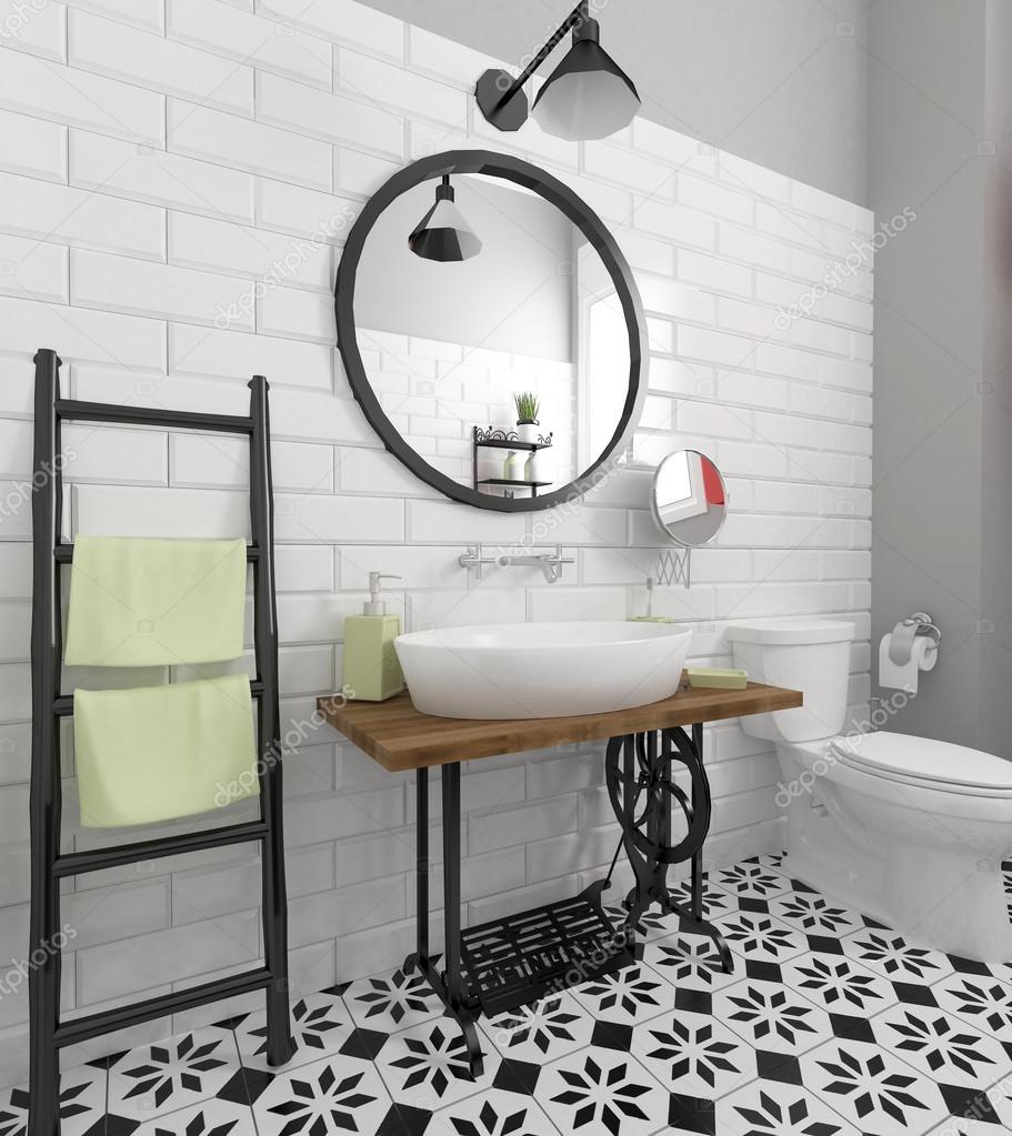 Retro bathroom interior — stock photo © zuzulicea #109132978 Retro fürdőszoba bútor