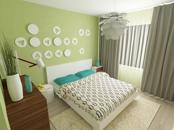 Dormitorio moderno 3D — Foto de Stock