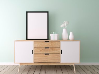 Poster mockup boş bir odada