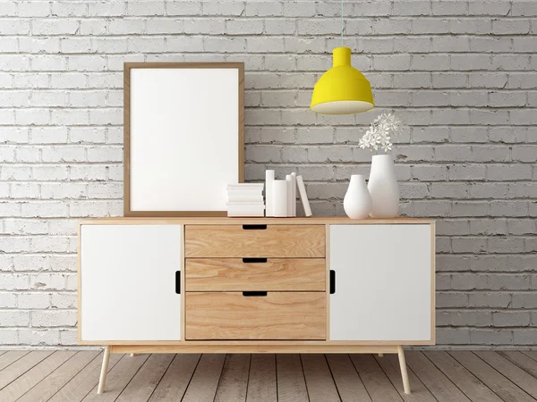 Poster mockup tuğla duvar