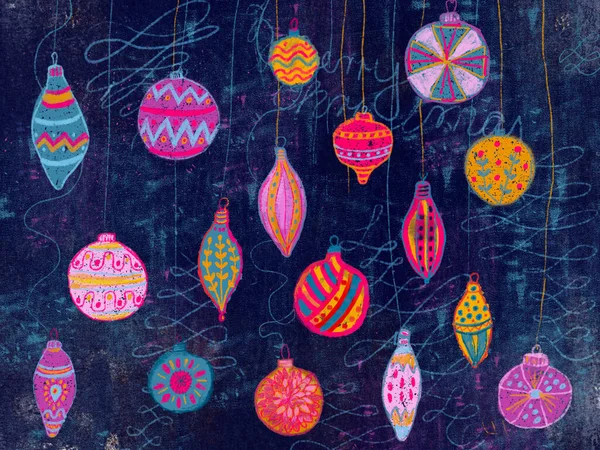 Dekoratif dekoratif renkli bir elle Noel karşılaması. Mücevher revüsü.