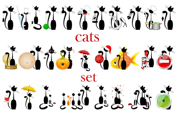 Set of cats. vector. isolated — Stock Vector