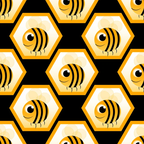 Seamless mönster med honungsbinas — Stock vektor