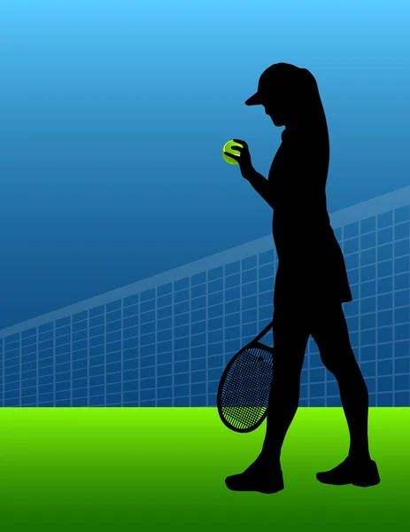 Deporte fondo tenis. Una mujer. vector — Archivo Imágenes Vectoriales