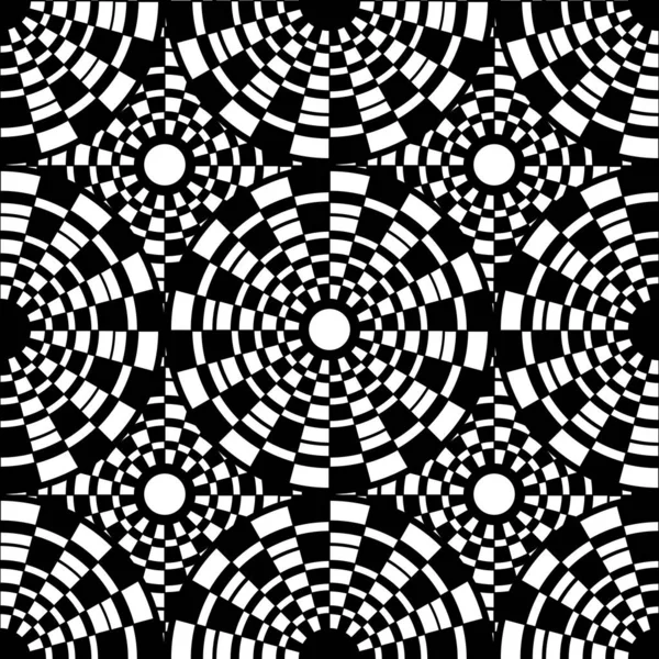 Seamless black and white pattern in the form of abstract circles. vector — Stock Vector