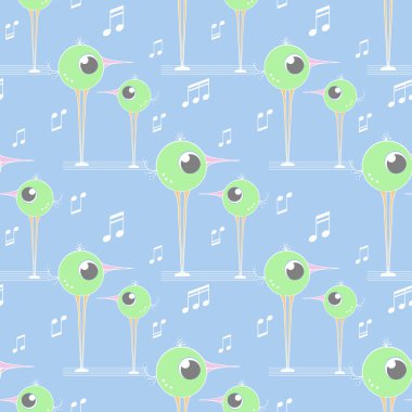 Mavi, pürüzsüz desenli, yeşil, büyük gözlü kuşlar.. 