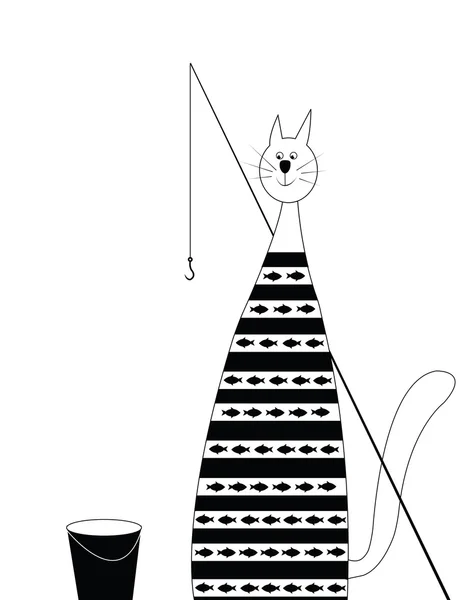 Katt fiskare — Stock vektor