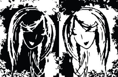 iki kadın bir sembolü olarak soyut