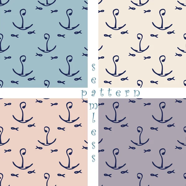 Set of seamless sea pattern — Stock Vector