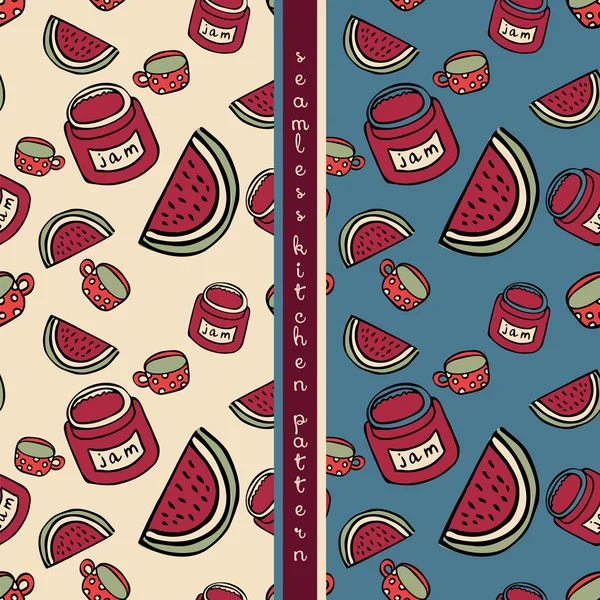 Set of food seamless pattern — Stock Vector