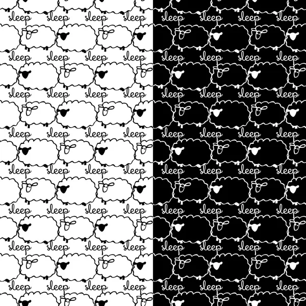 Set seamless pattern with sheep — Stock Vector