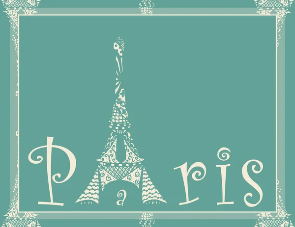 Tarjeta con torre eiffel — Vector de stock