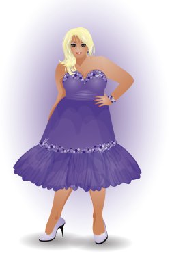 Boyutu sarışın kız elbise, vektör çizim